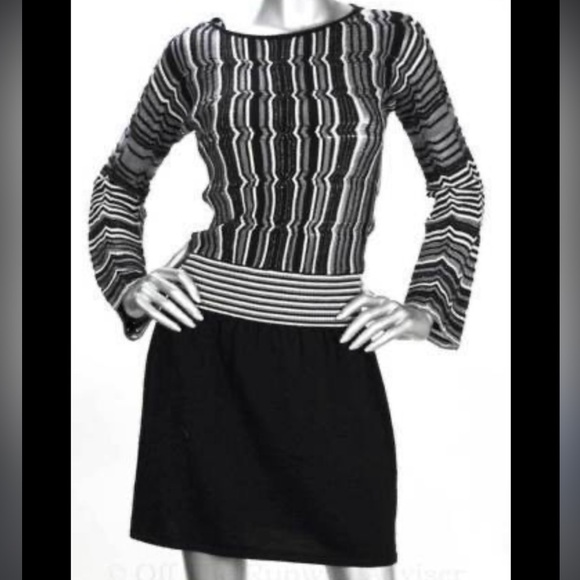 Laundry size small knit dress in excellent like-new condition black and silver - Picture 1 of 5